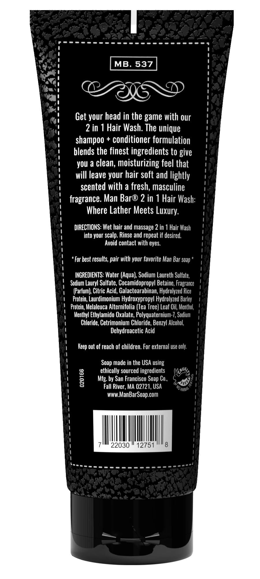 San Francisco Soap Company Man Bar 2 IN 1 Hair Wash MIDNIGHT AMBER - Where Lather meets Luxury