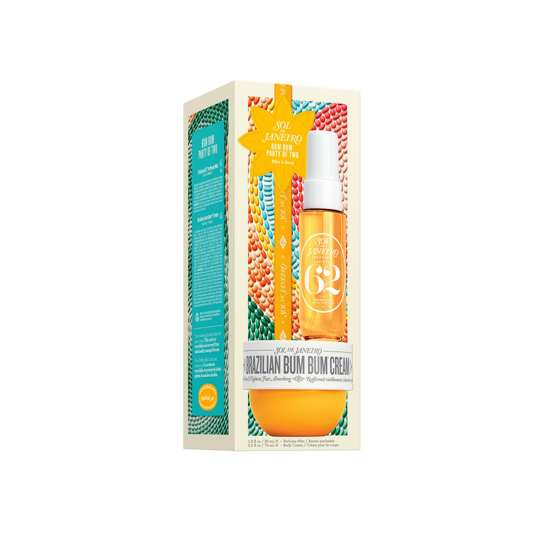 Sol de Janeiro Bum Bum Party of Two Beauty Gift Set | Brazilian Bum Bum Cream 2.5 fl oz & Cheirosa 62 Perfume Mist 1 fl oz | Beauty Minis | Limited Edition | Travel Size Trial Set