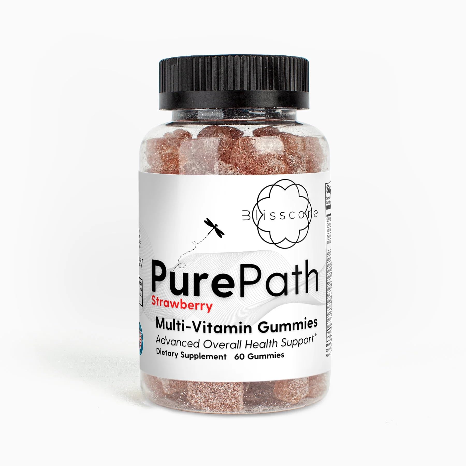 Blisscore PurePath, Multi-Vitamin Gummies, 60 Count, Strawberry Flavored, Supplement for Adults, Supports Overall Health and Well-Being, Made in The USA