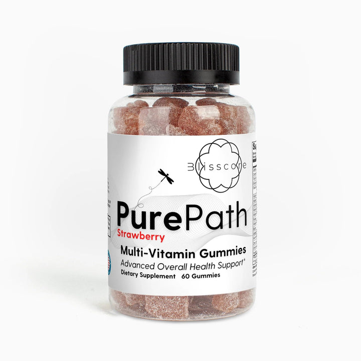 Blisscore PurePath, Multi-Vitamin Gummies, 60 Count, Strawberry Flavored, Supplement for Adults, Supports Overall Health and Well-Being, Made in The USA