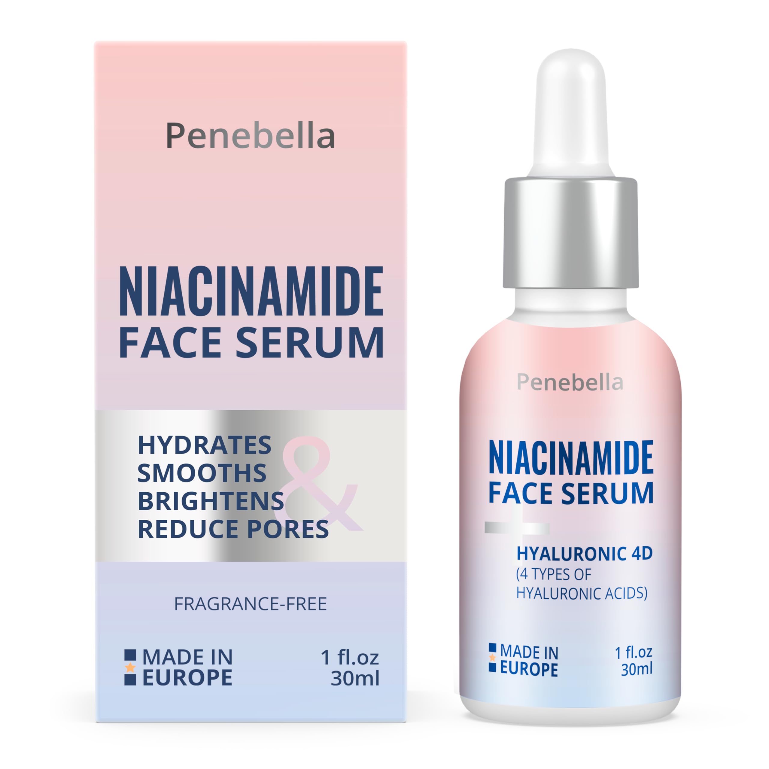 PENEBELLA Niacinamide Face Serum – Hydrating Facial Serum with Hyaluronic Acid – Skincare for Uneven Skin Tone