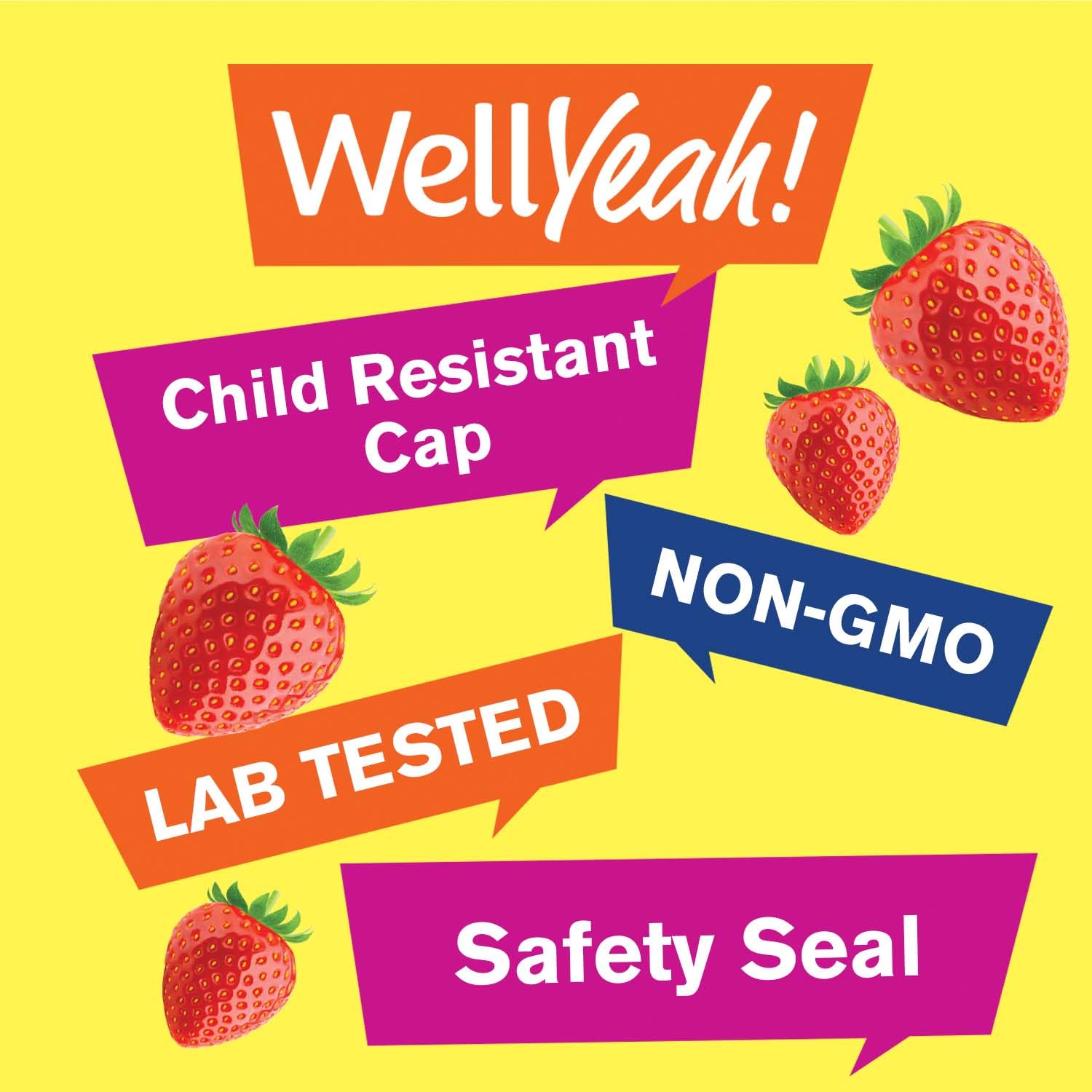 WellYeah Collagen Gummies with Vitamin C | Collagen for Women and Men | Hair, Skin, and Nails Support | Strawberry Flavor | Gluten and Nut Free | Non GMO | 60 Count