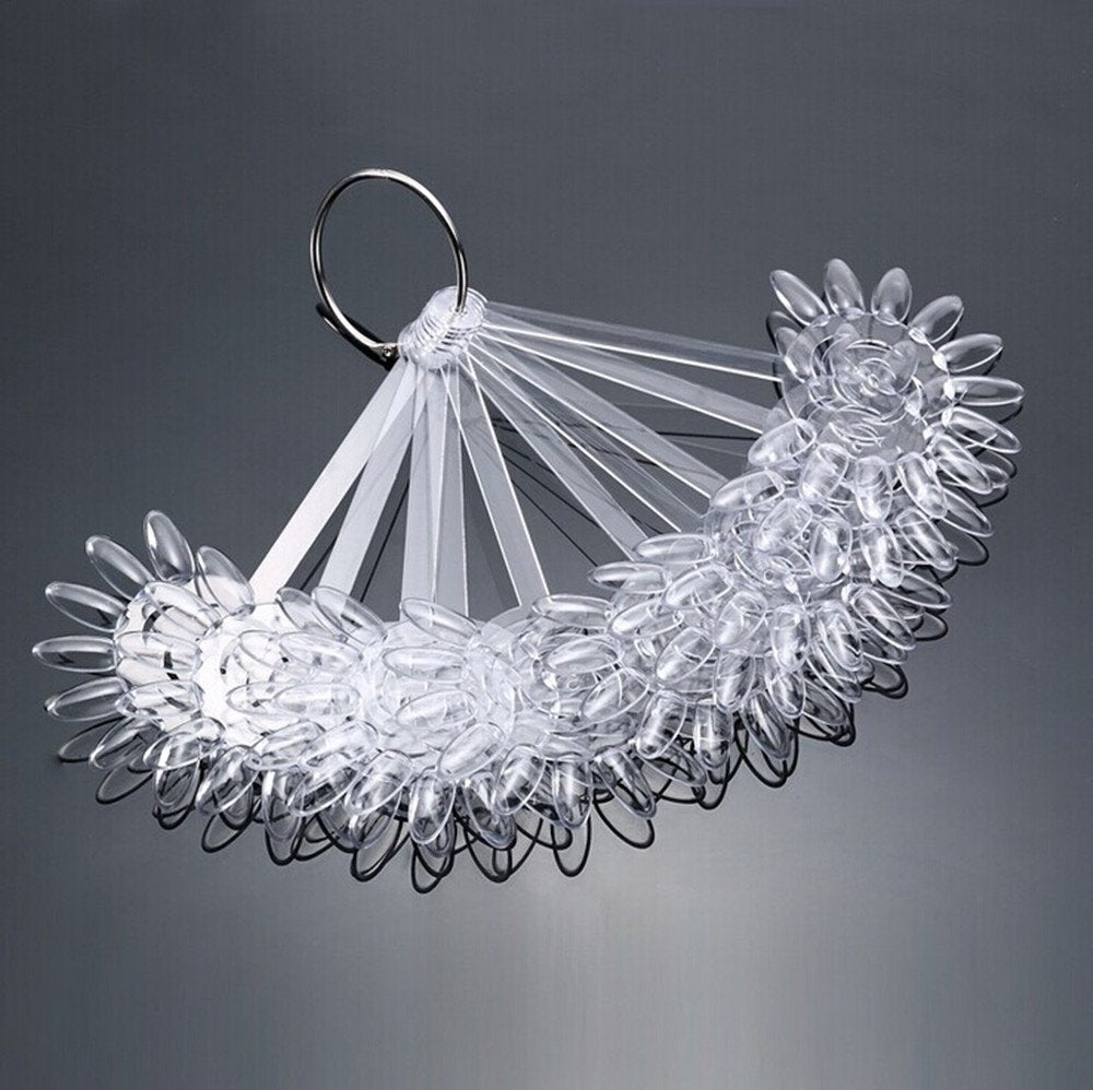 Yueton 2 Sets 240 Tips White and Transparent Nail Art Design Plastic Polish Board Display Practice Sticks Wheel with Metal Split Ring Holder