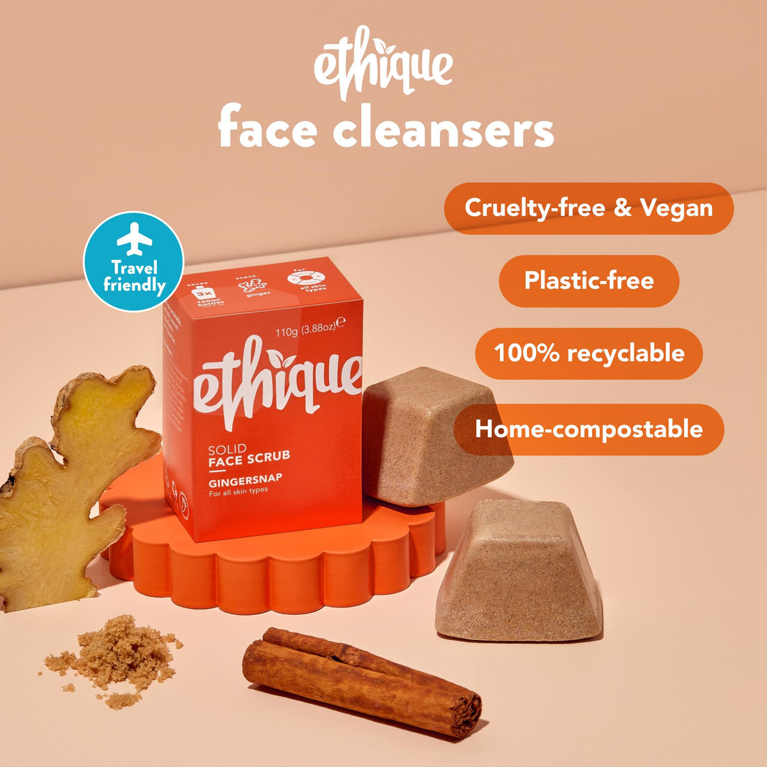 Ethique Eco-Friendly Face Scrub CubesGingersnap 3.52 oz