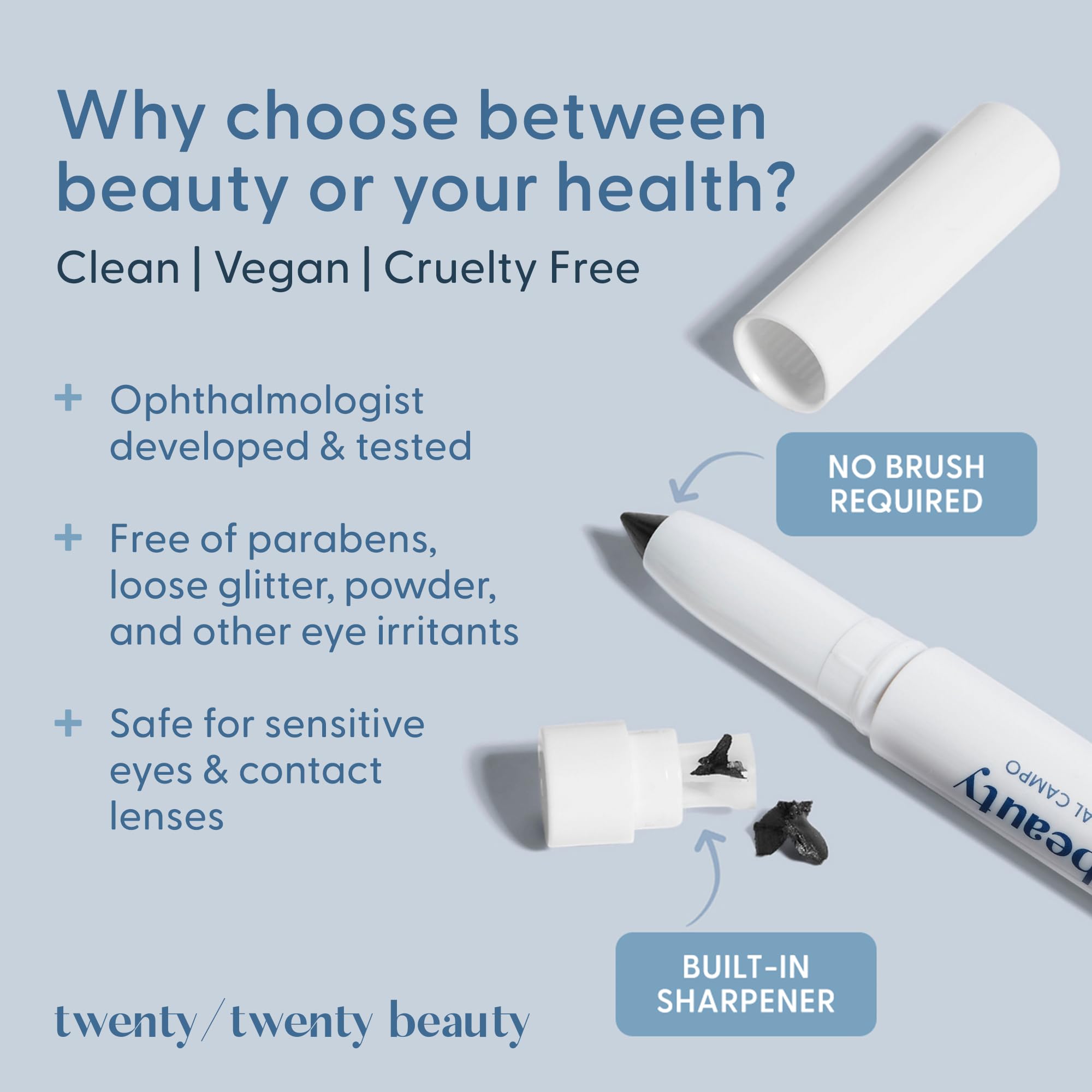 twenty/twenty beauty Visionary Eye Shadow Stick – Shimmer Cream Eye Shadow Pencil - Safe for Sensitive Eyes - Ophthalmologist Developed – Vegan, Cruelty-Free, Clean Ingredients (At A Glance)