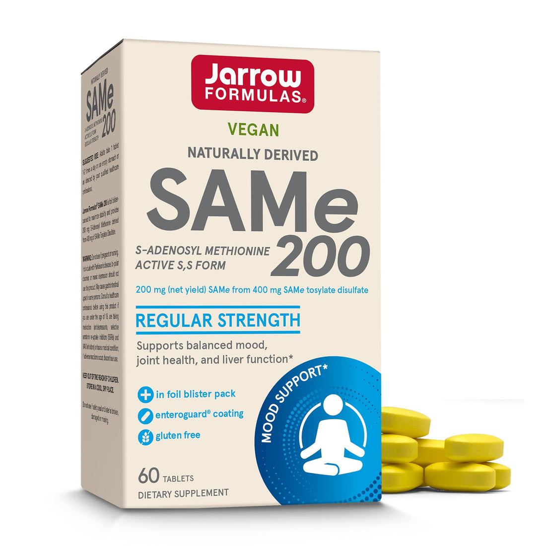 Jarrow Formulas® SAMe 200 mg, Supports Joint Health, Liver Function, Brain Metabolism, 60 Tablets, Up To A 60 Day Supply