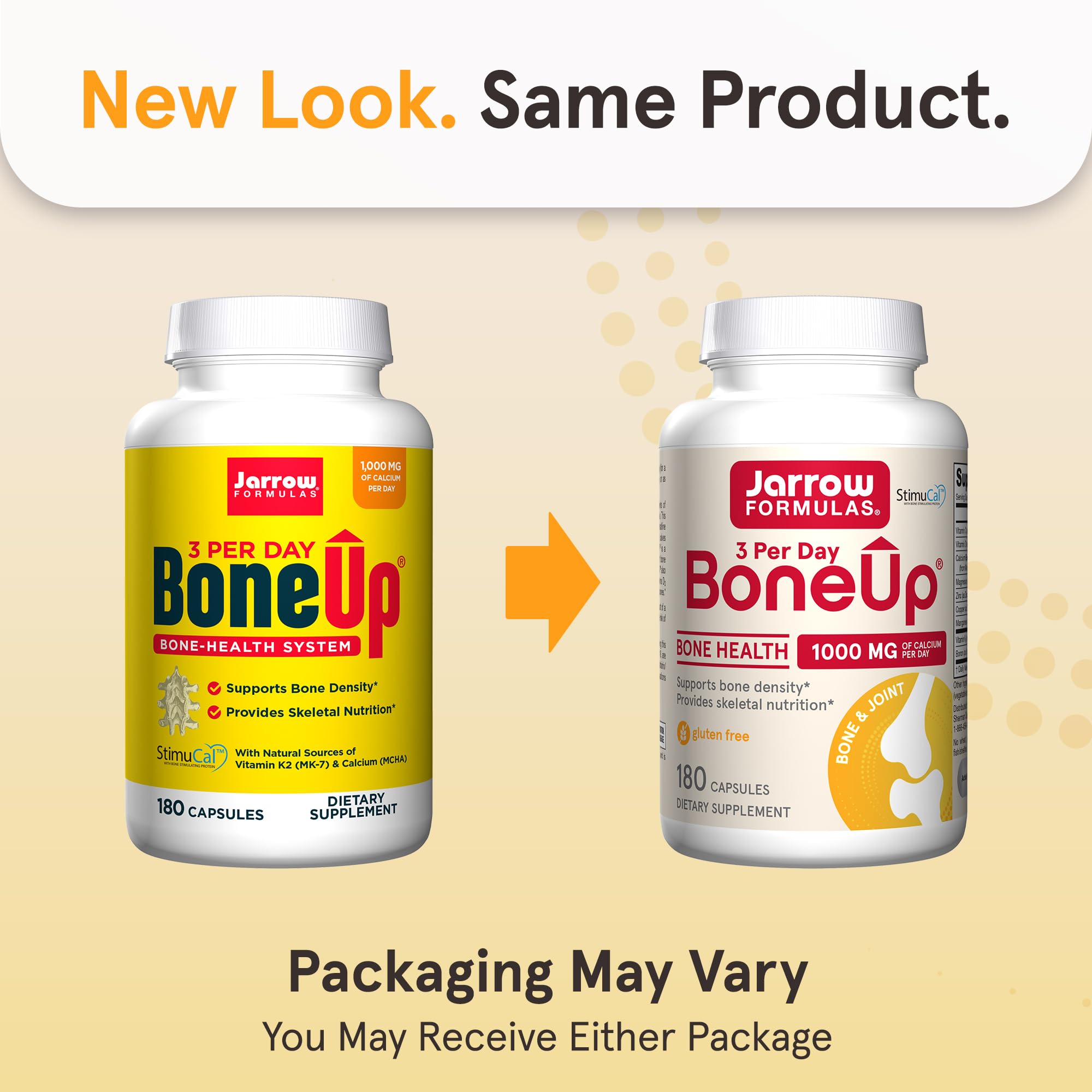 Jarrow Formulas BoneUp Three Per Day-180 Capsules-60 Servings-for Bone Support & Skeletal Nutrition-Includes Naturally Derived Vitamin D3, K2 (as MK-7) & 1000mg Calcium-Gluten Free-Non-GMO,Pack of 12