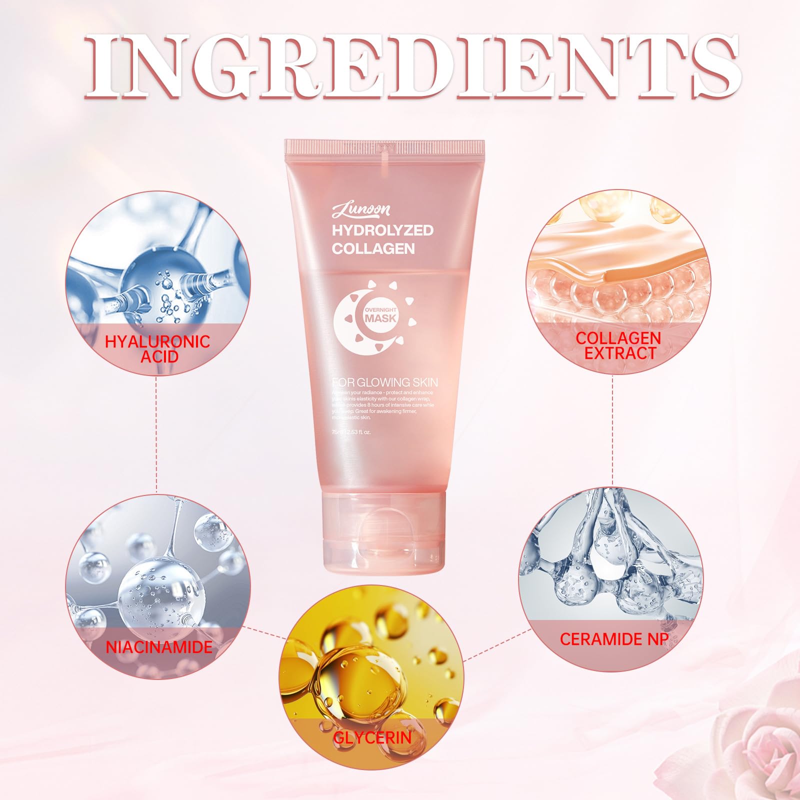 ZTSGU 2 Pcs Collagen Night Wrapping Mask, Hydrates and Tightens Facial Treatment Overnight Peel Off Hydrolyzed Bio Collagen Sleeping Glow Mask.(2 Pack With Brush)