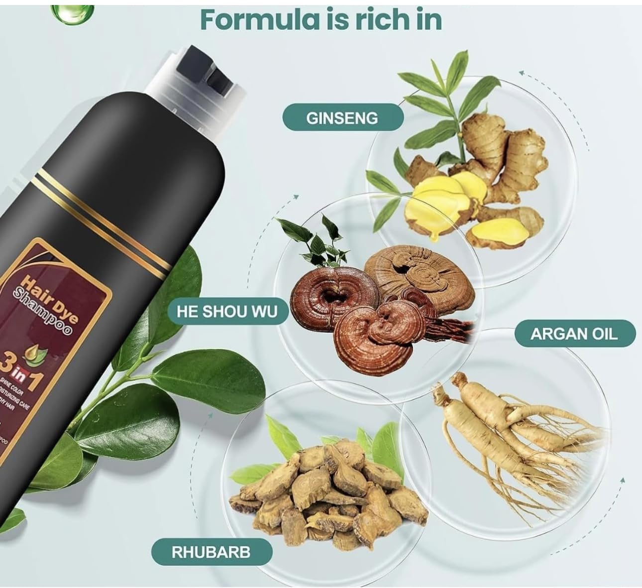 DiMilano Black, Dark Brown & Chestrnut Brown Hair Dye Shampoo for Gray Hair, Herbal Ingredients Shampoo 3 in 1 Unisex, Grey Coverage Shampoo 500Ml or 17.6 fl. Oz. (Black)