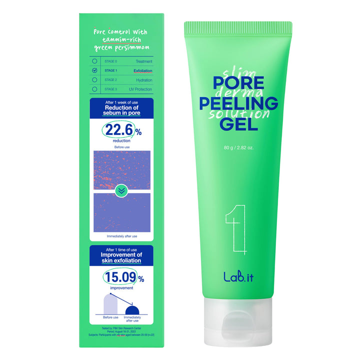 Lab.it Pore Face Scrub | Exfoliating Face Wash & Peeling Gel, Deep Pore Cleanser & Facial Exfoliator for Sebum Control, Dead Skin Cells Remover with Vitamin C for Radiant Complexion (80g / 2.82 oz.)