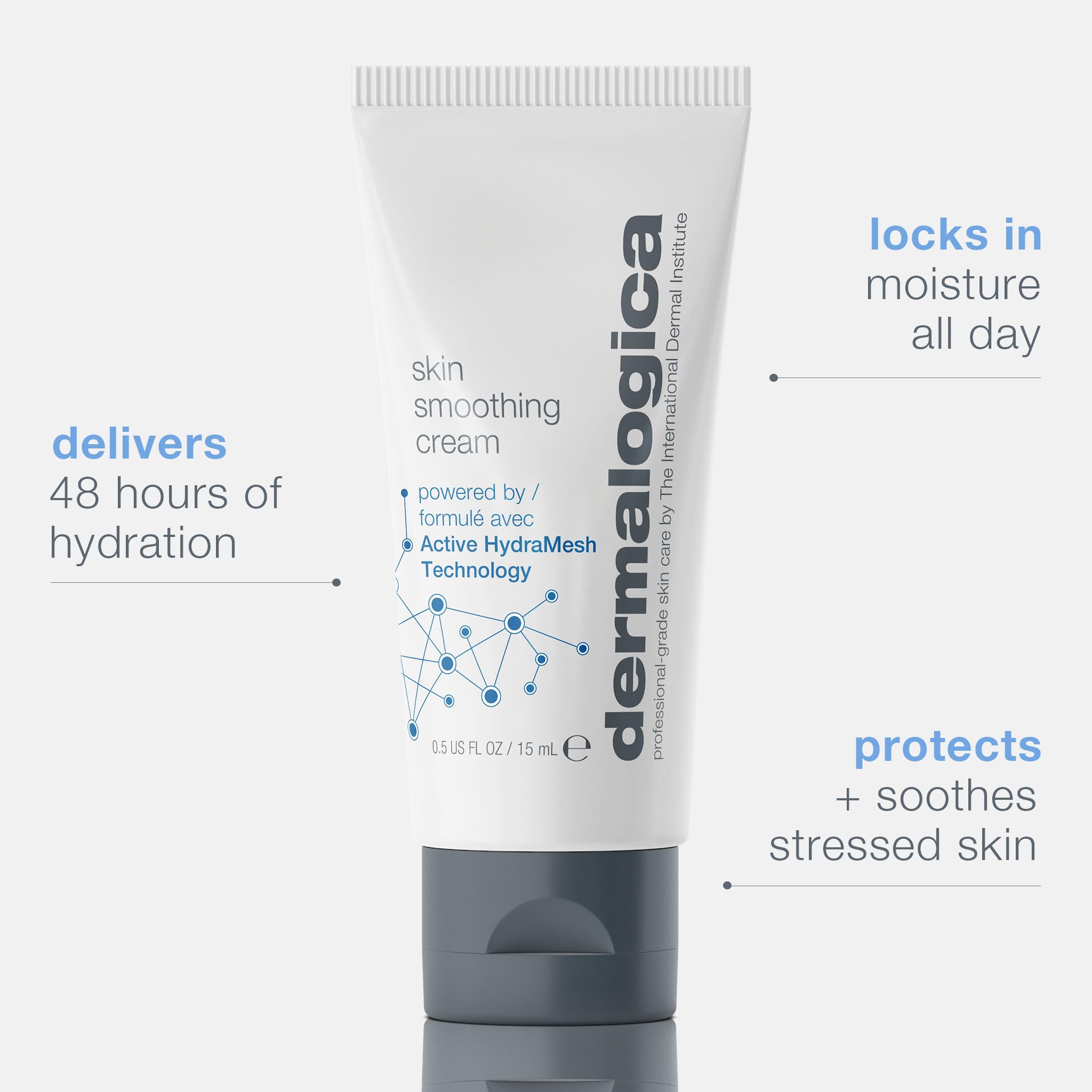 Dermalogica Skin Smoothing Cream Moisturiser, 48-hour Hydration |Hyaluronic Acid, Vitamin E, Vitamin C, Glycerin, Aloevera|Active Hydramesh Technology | Normal/Combination skin| 15 ml