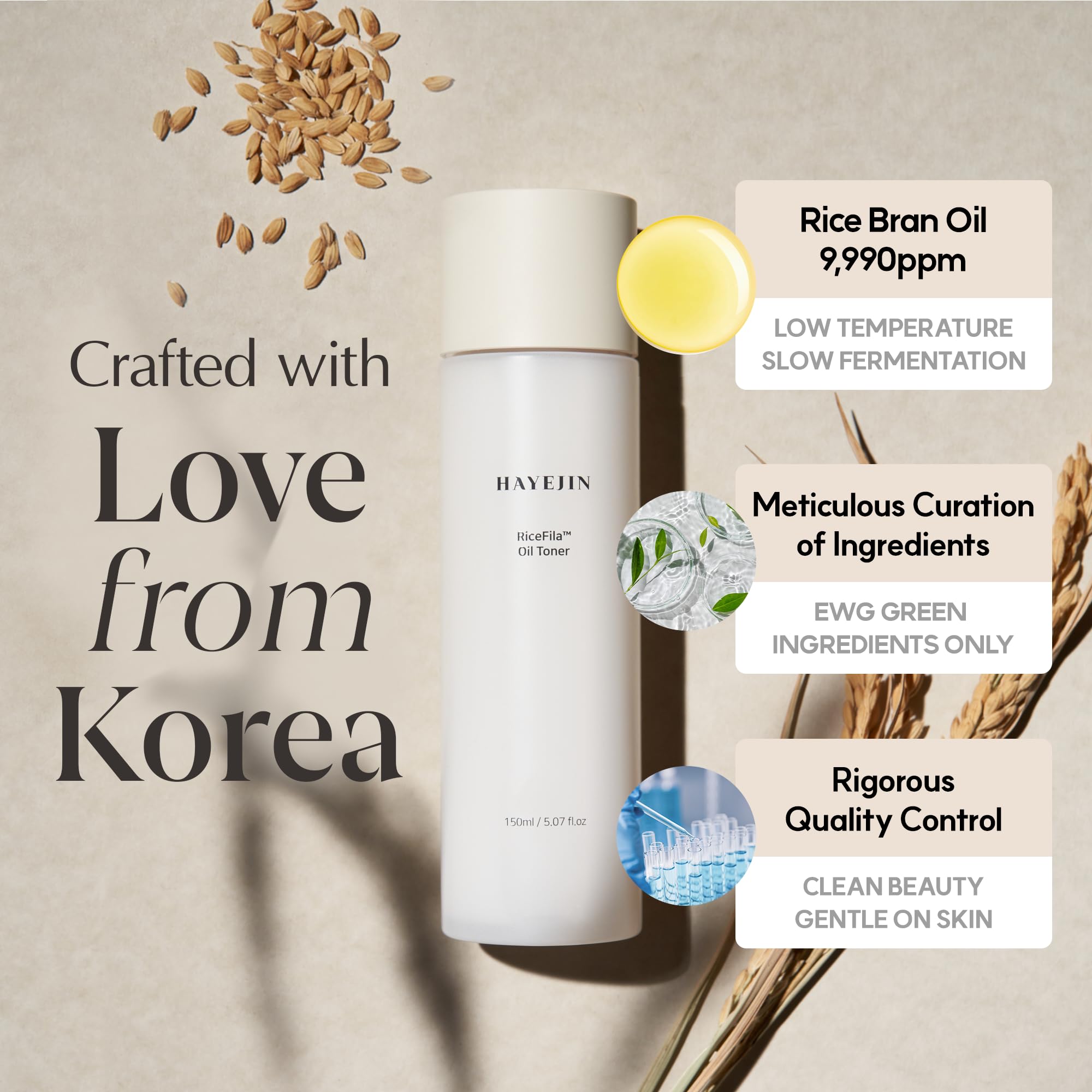 HAYEJIN RiceFila Oil Rice Toner K Beauty Products | Hydrating Facial Toner for Sensitive Skin | Facial Oil Skin Rice Toner for Face Korean (5.07 Fl. Oz)