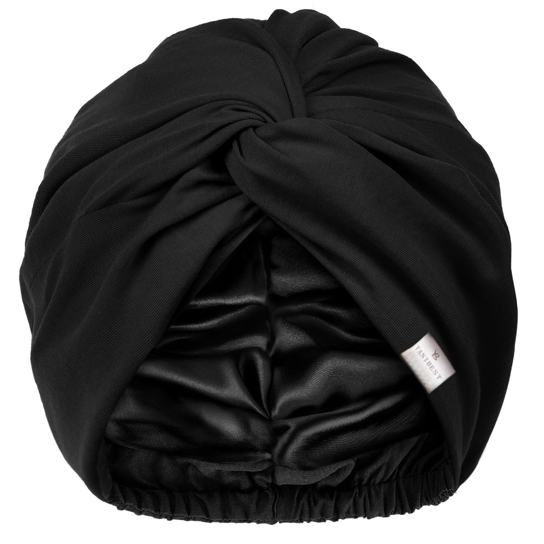 YANIBEST Satin Lined Hair Bonnet for Sleeping, Silk Turban, Hair Wrap Chemo Headwear for Women Natural Curly Hair, Black