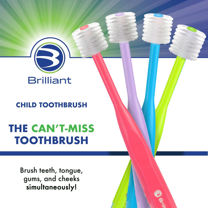 Brilliant Oral Care Child Toothbrush with Soft Bristles and Round Head, for a Kid Approved, Easy to Use All-Around Clean Mouth, Ages 2-5 Years, Lilac, 1 Pack