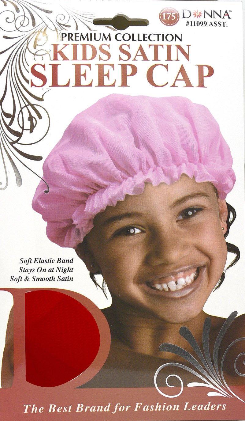 Donna Premium Collection Kids Satin Sleep Cap #11099 Red, Soft elastic band, stays on during the night, keeps hair in place, soft satin, smooth satin by Donna Collection
