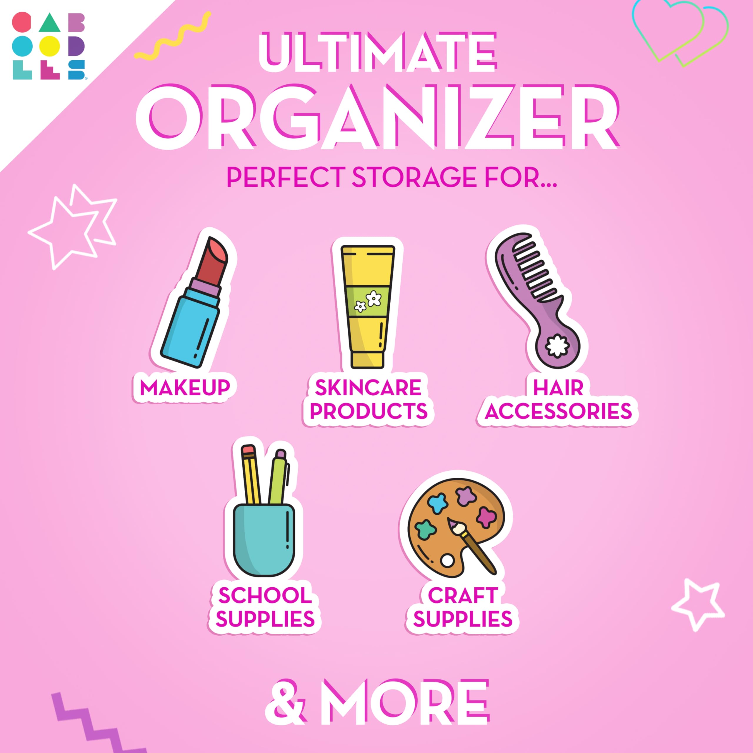 Caboodles Twilight Disco - On-the-go Girl Costmetic Organizer Make-up & Accessory Carry Case, Pink Sparkle