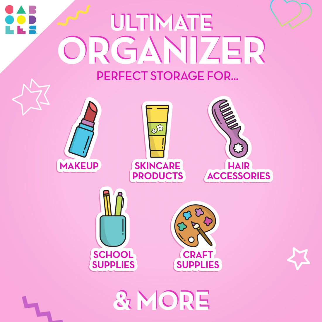 Caboodles Twilight Disco - On-the-go Girl Costmetic Organizer Make-up & Accessory Carry Case, Pink Sparkle