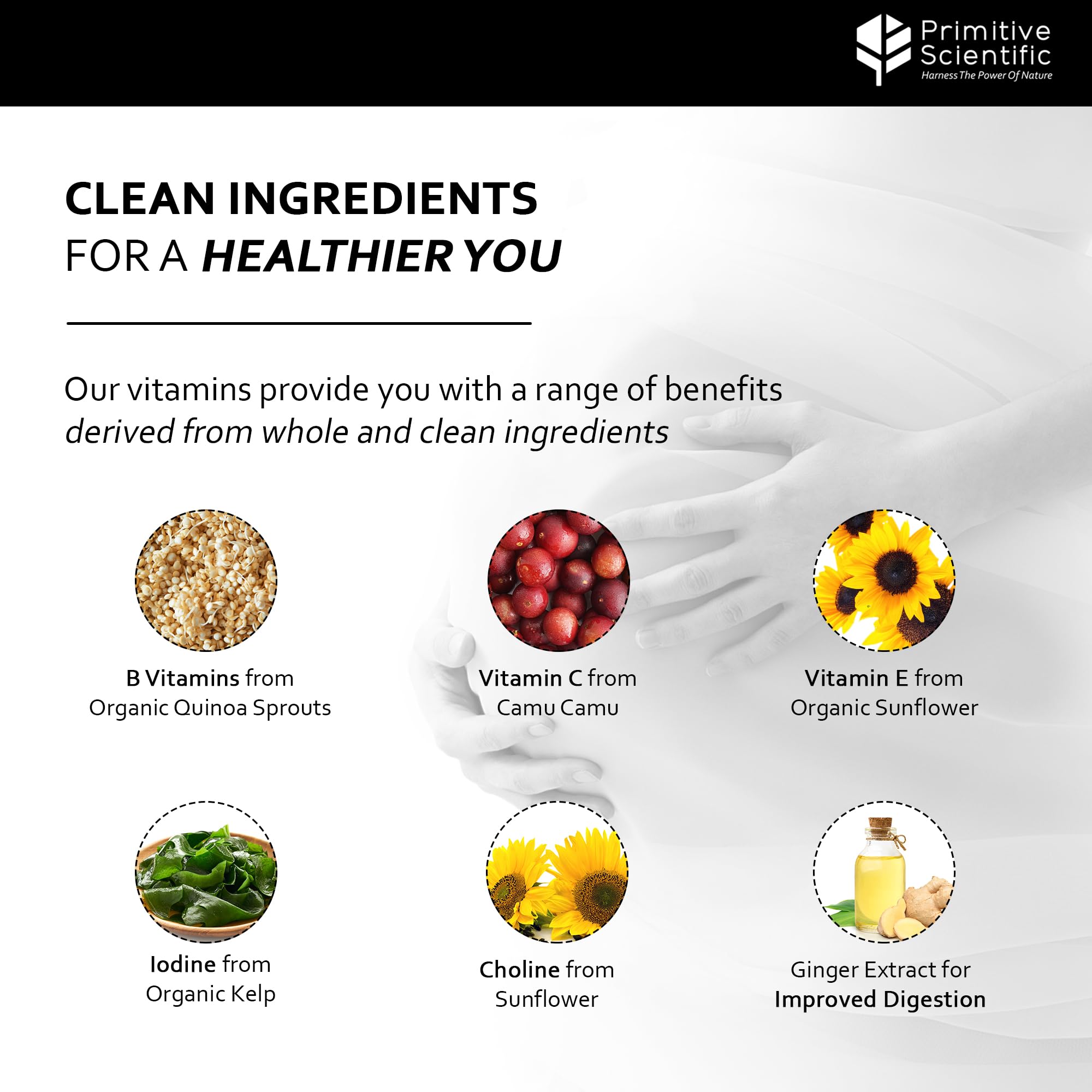 Primitive Scientific Prenatal and Postnatal Multivitamin for Women, with Vitamins A, B, C, D, E, Iodine, and Ginger for Mother & Baby Support, Non-GMO, Gluten-Free (120ct)