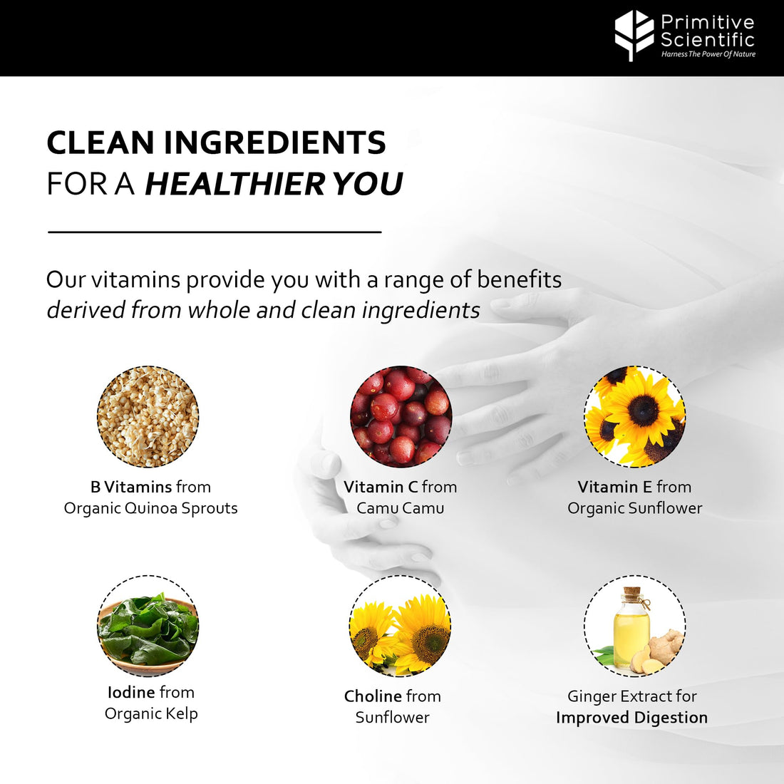 Primitive Scientific Prenatal and Postnatal Multivitamin for Women, with Vitamins A, B, C, D, E, Iodine, and Ginger for Mother & Baby Support, Non-GMO, Gluten-Free (120ct)