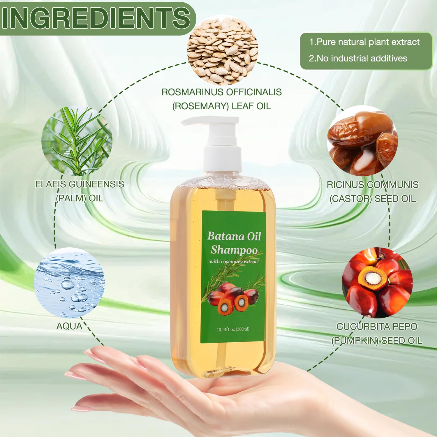 Shampoo De Batana, Rosemary Oil Shampoo,Batana Shampoo,Batana Shampoo with Rosemary Extract, Shampoo De Batana Para La Caida Del Cabello, Nourishing & Regenerating Hair-Soft and Fluffy for Men & Women