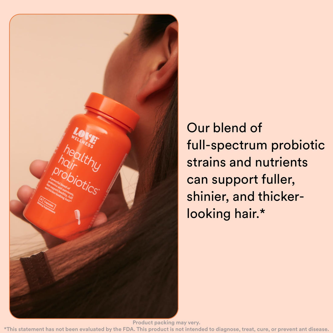 Love Wellness Healthy Hair Probiotics | Support Hair Growth with Biotin and Vitamin B12 & B6 | Supplement for Healthy Scalp & Thicker, Fuller Looking Hair | Safe & Effective | 30 Capsules