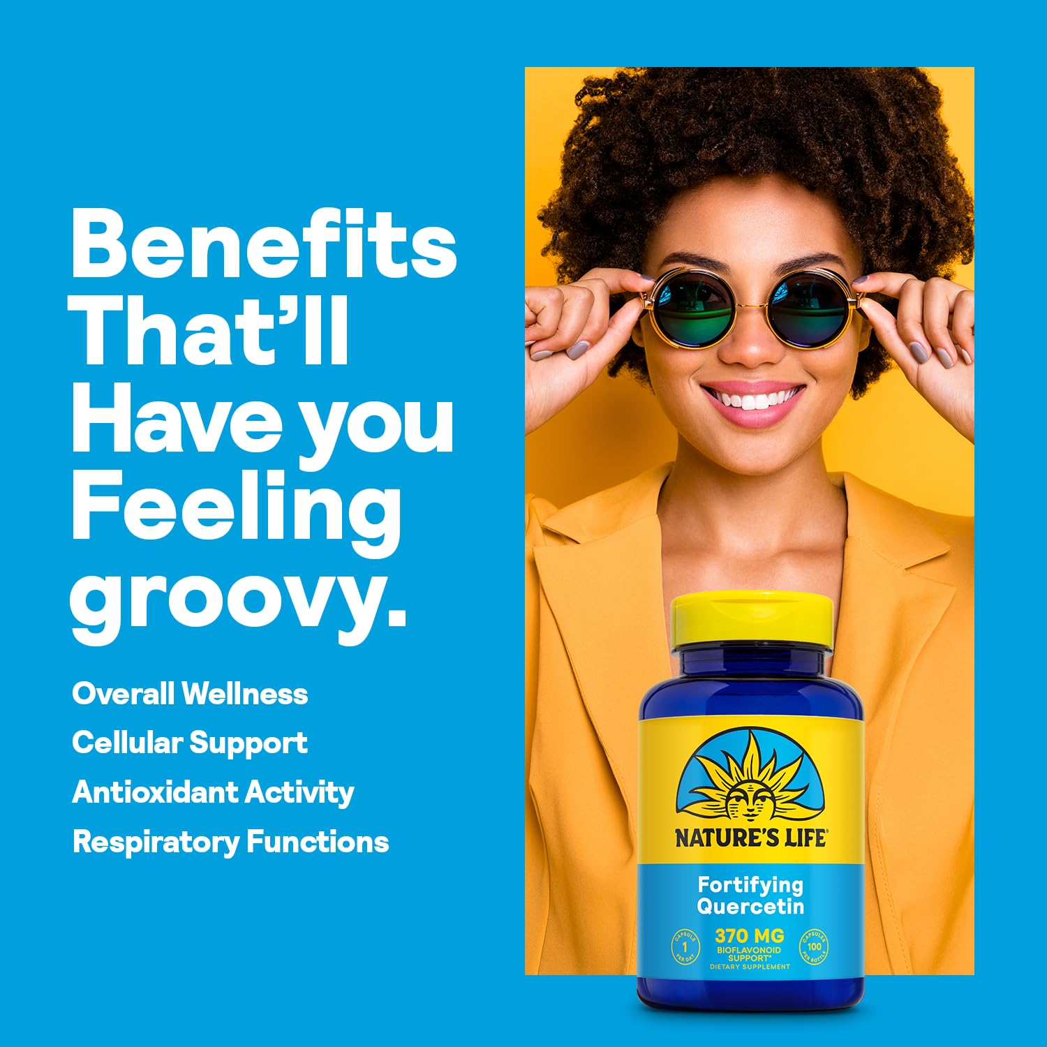 Nature's Life Fortifying Quercetin 370 mg - Bioflavonoid Support for Overall Wellness - Quercetin Supplements - Lab Verified, 60-Day Money-Back Guarantee - 100 Servings, 100 Vegetarian Capsules