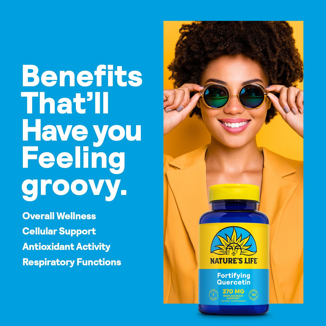 Nature's Life Fortifying Quercetin 370 mg - Bioflavonoid Support for Overall Wellness - Quercetin Supplements - Lab Verified, 60-Day Money-Back Guarantee - 100 Servings, 100 Vegetarian Capsules