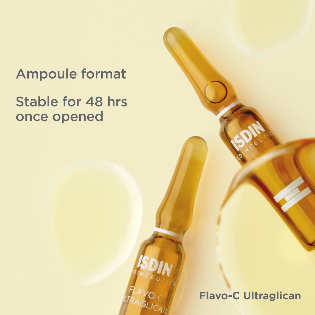Isdinceutics Flavo-C Ultraglican Vitamin C and Hyaluronic Acid Brightening and Antioxidant Day Serum for Face - 10 ampoules, 0.06 FL OZ x 10