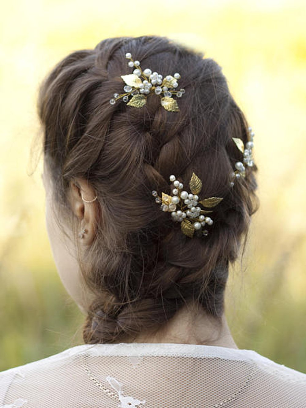 FXmimior Bridal Headpiece Vintage Crystal Leaf Hair Pins Bobby Pins Wedding Party Hair Accessories(pack of 3) (silver)