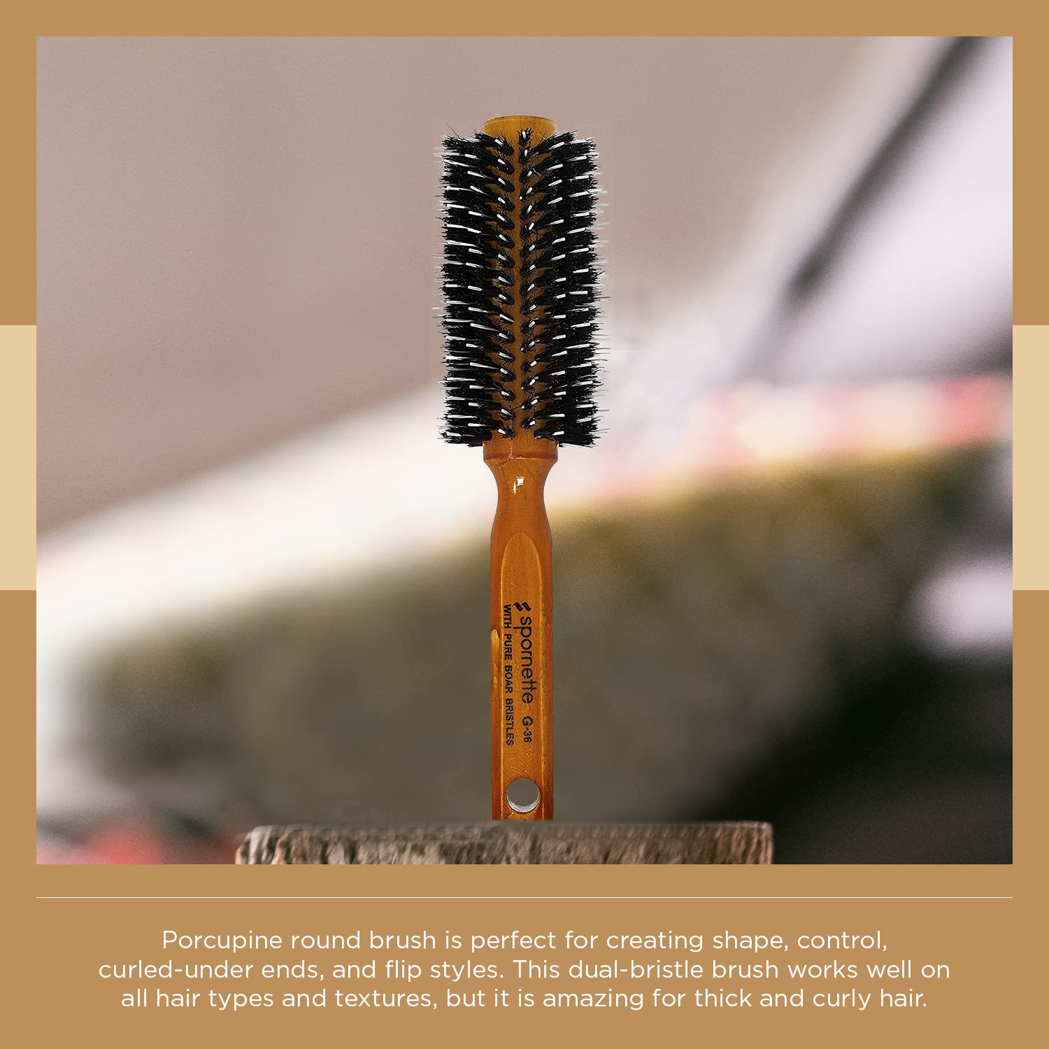Porcupine Boar-Nylon Bristle Round Brush , 2-Inch Diameter