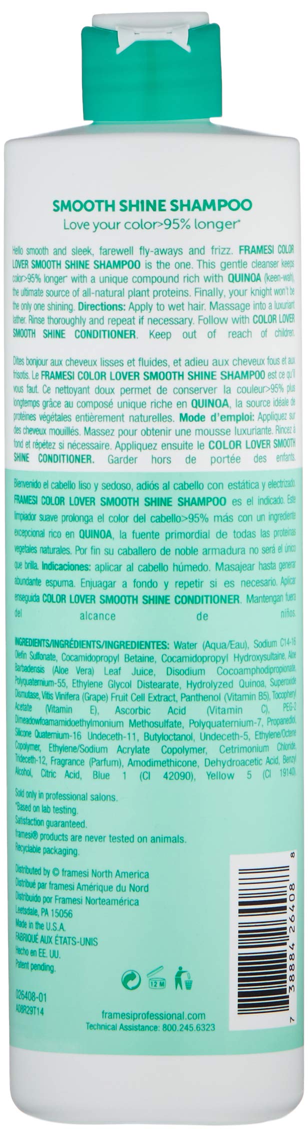 Framesi Color Lover Smooth Shine Shampoo, 16.9 Ounce