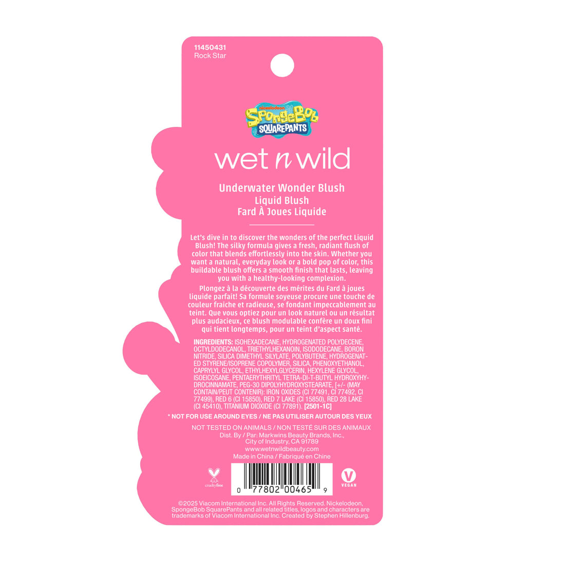 wet n wild SpongeBob Underwater Wonder Liquid Blush, Buildable Shimmery Gel Formula with Seamless Blend & Matte Finish – Rock Star