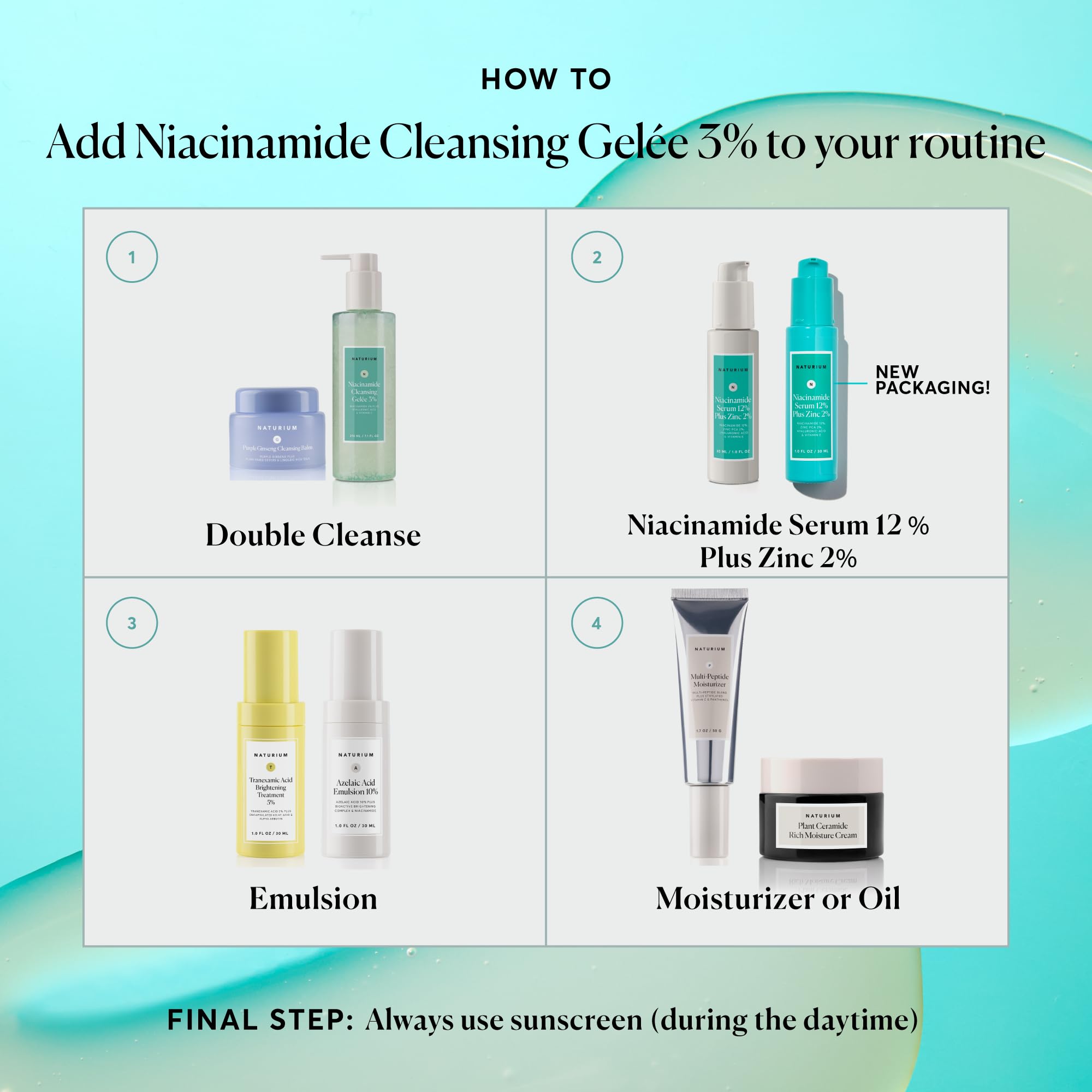 Naturium Niacinamide Cleansing Gelée 3% Plus Hyaluronic Acid & Vitamin C, Gentle & Smoothing Face Wash, 7.1 oz