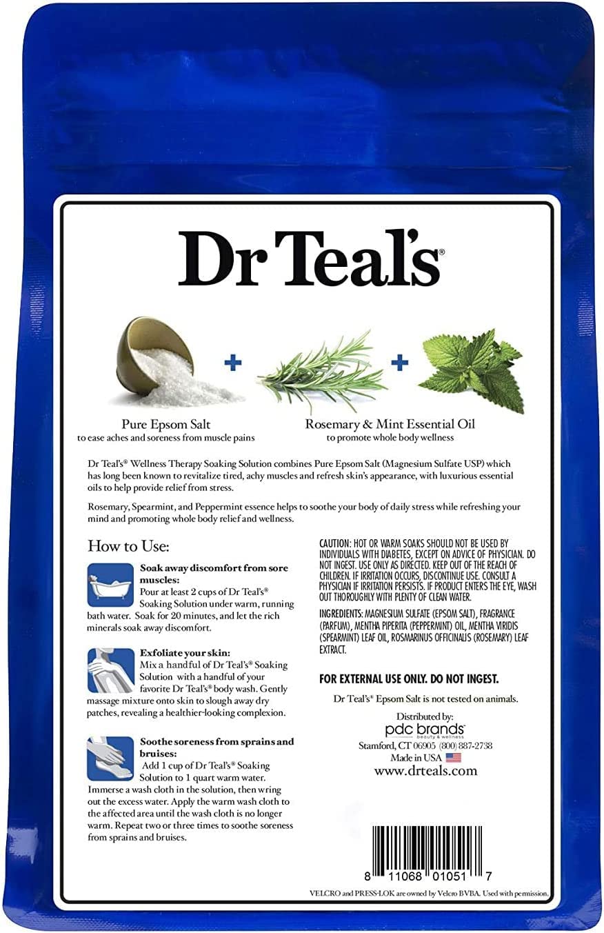 Dr. Teals Epsom Salt Bundle, 3 Items: 1 Relax & Relief Eucalyptus Spearmint 3lbs, 1 Sooth & Sleep Lavender 3lbs and 1 Therapy & Relief Rosemary and Mint 3lbs.
