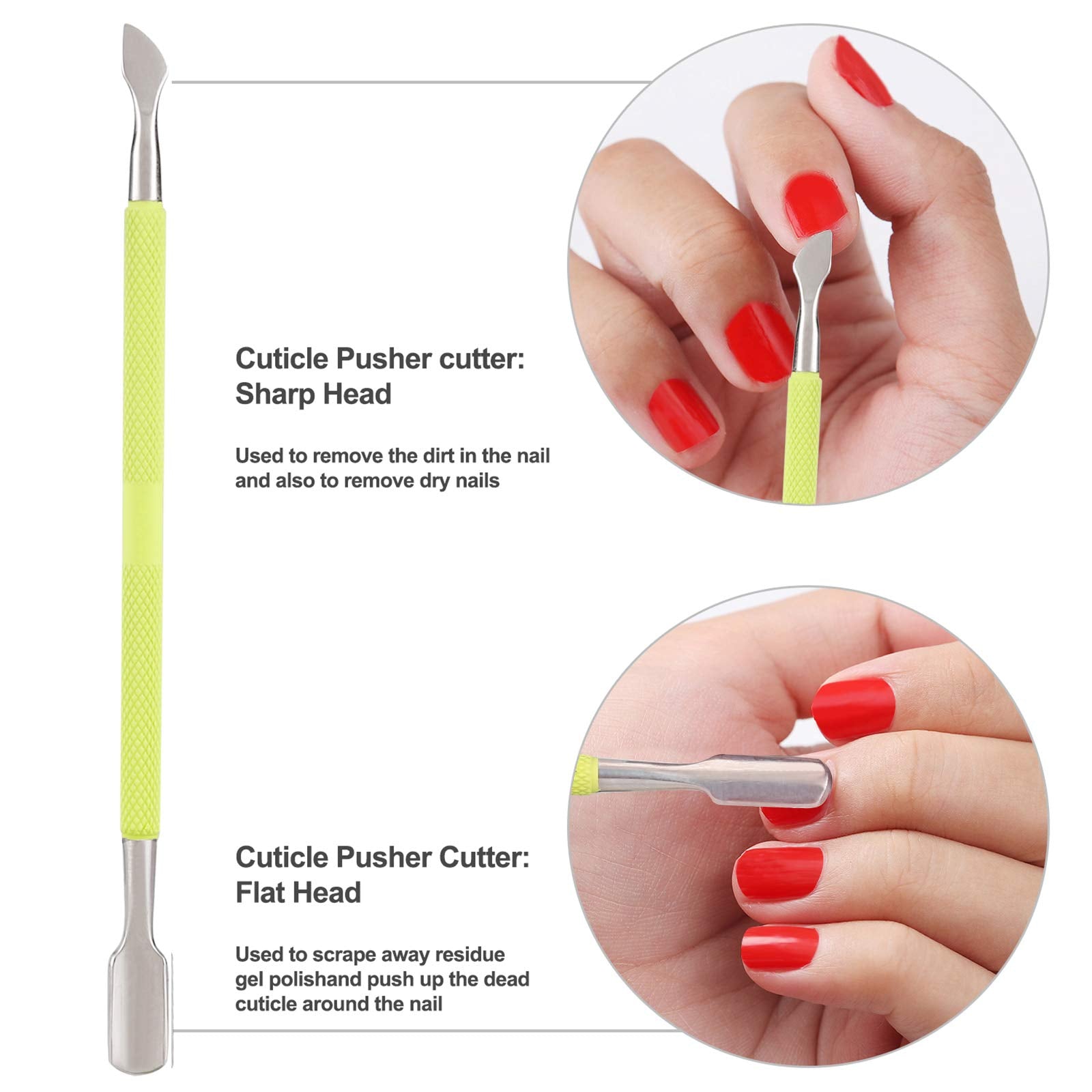 Cuticle Trimmer with Cuticle Pusher and Cutter-YINYIN Cuticle Cutter Cuticle Nipper Professional Stainless Steel Cuticle Clippers Durable Pedicure Manicure Tools for Fingernails and Toenails (Green)