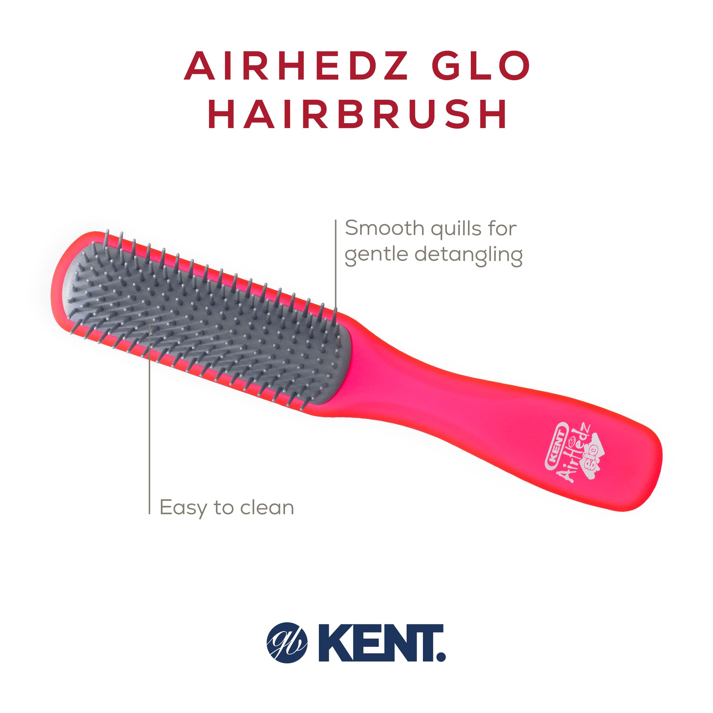 Kent Airhedz Glo Flat Hairbrush for Short Hair