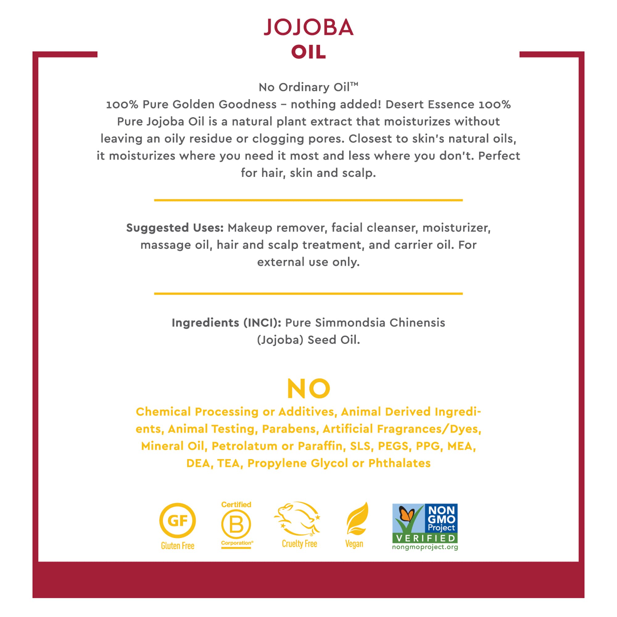 Desert Essence 100% Pure Jojoba Oil - 4 fl oz