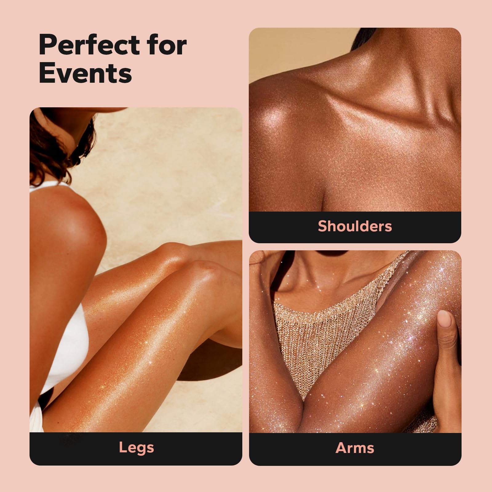 Body Shimmer Oil (4.1 Fl Oz), Body Shimmering, Long-Lasting Moisturizing, Body Oil for Radiant Glow, Glitter Glow Oil, Body & Face Makeup, Rose Gold