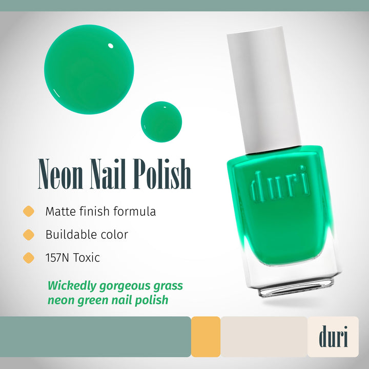 duri Nail Polish, 157N Toxic, Deep Neon Green, Matte, 0.5 fl.oz.