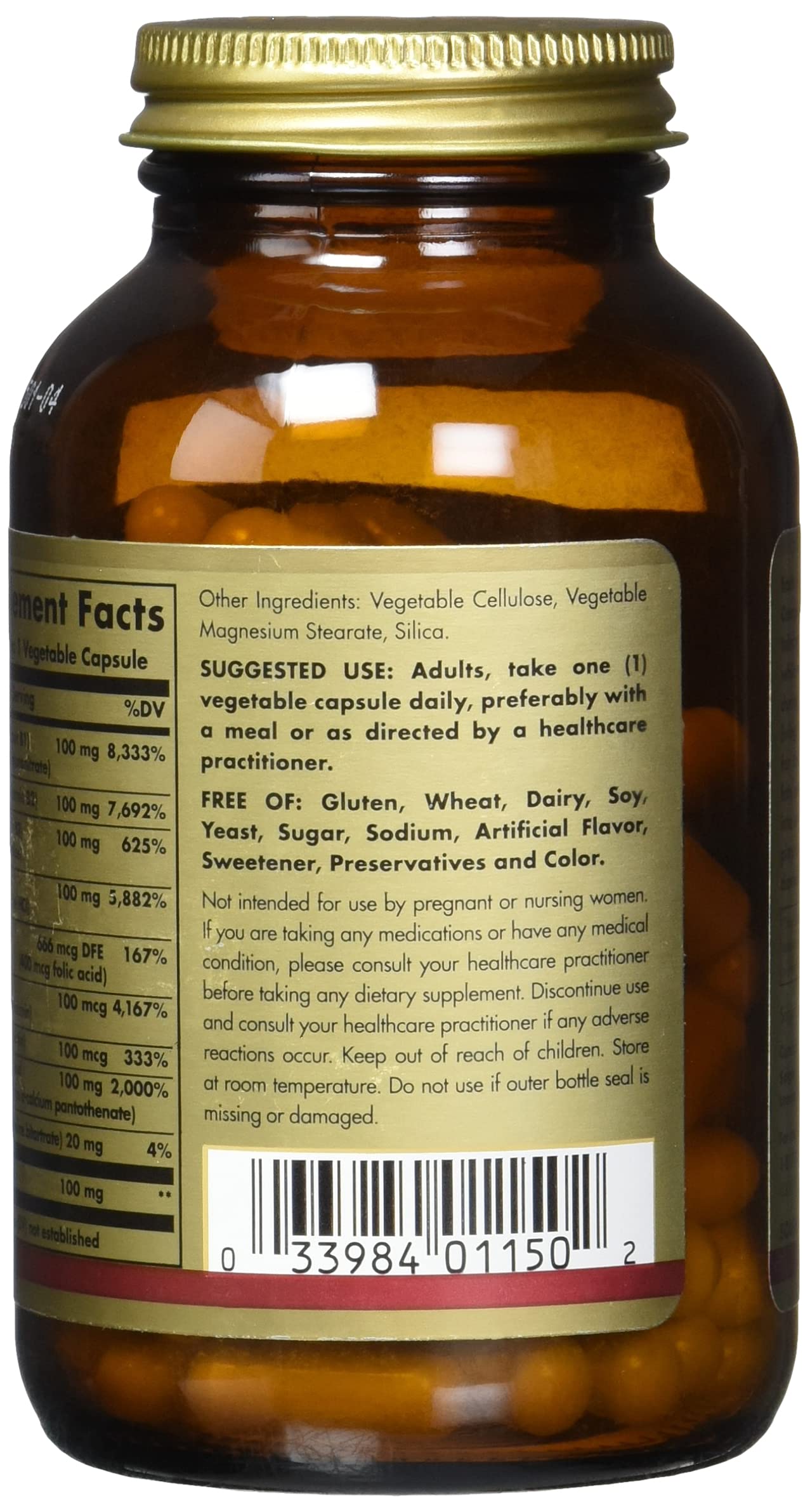 Solgar B-complex 100, 100 Vegetable Capsules - Heart Health, 100 Count (Pack of 12)