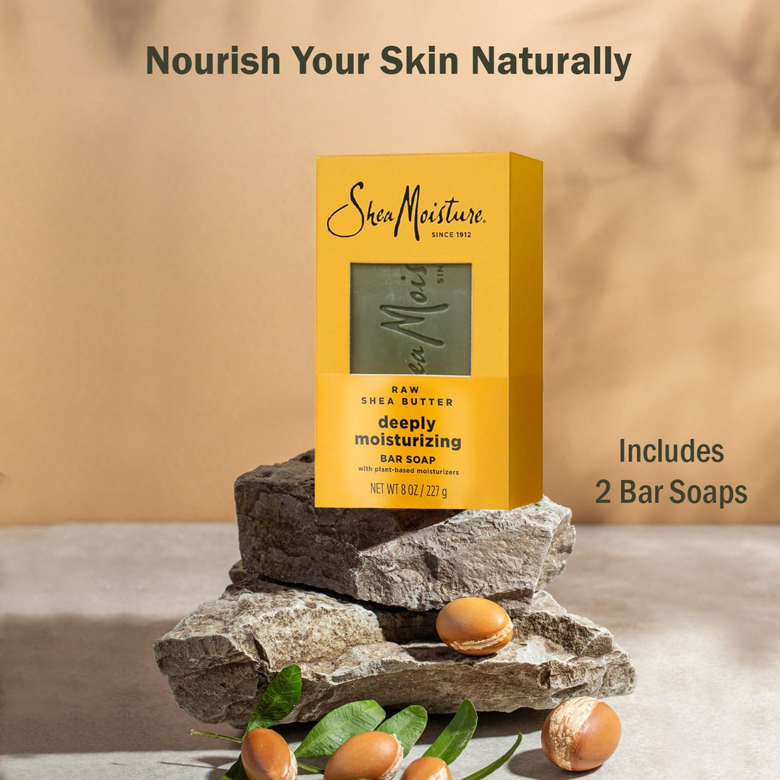 SheaMoisture Bar Soap Raw Shea Butter - Deeply Moisturizing Body Wash Bar Soap with Plant-Based Moisturizers - Cleans and Moisturize Dry Skin - 8 oz. Bar 2 Pack