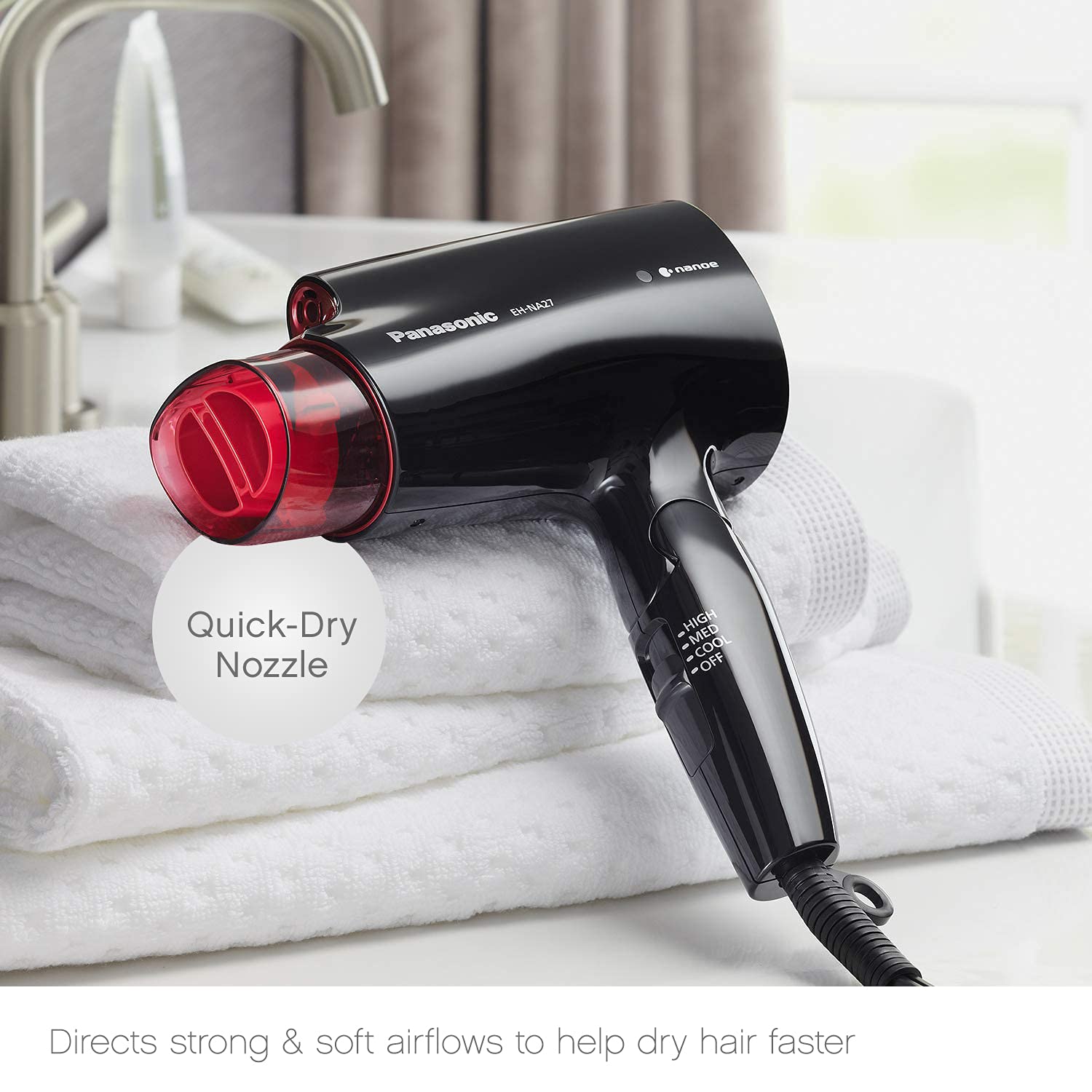 Panasonic Compact Hair Dryer with Folding Handle and Nanoe Technology for Smoother, Shinier Hair, 0.82 Pound