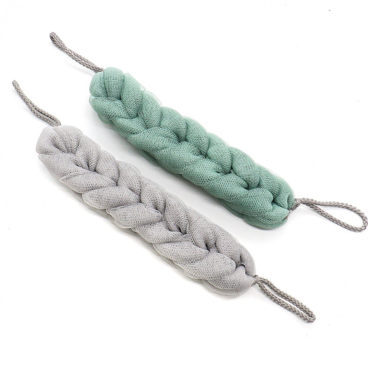 Huele 2 Pcs Exfoliating Bath Sponge Shower Pouf Loofah Back Scrubber Mesh Strap Skin Washer With Rope Handles