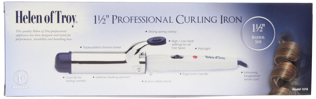 Helen Of Troy 1518 Spring Curling Iron, White, 1 1/2 Inches Barrel