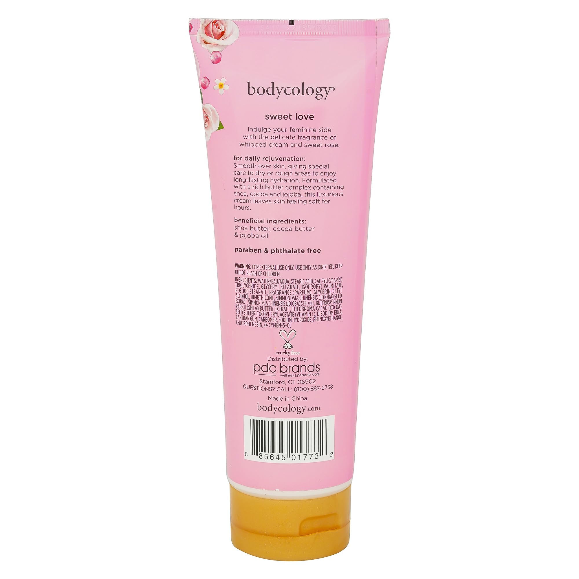 Bodycology Sweet Love Body Cream | Shea Butter, Cocoa Butter, Jojoba Oil | Paraben & Phthalete Free, Cruelty Free | Hydrates, Moisturises, Improves Skin Textures - 227 g (Pack of 1)