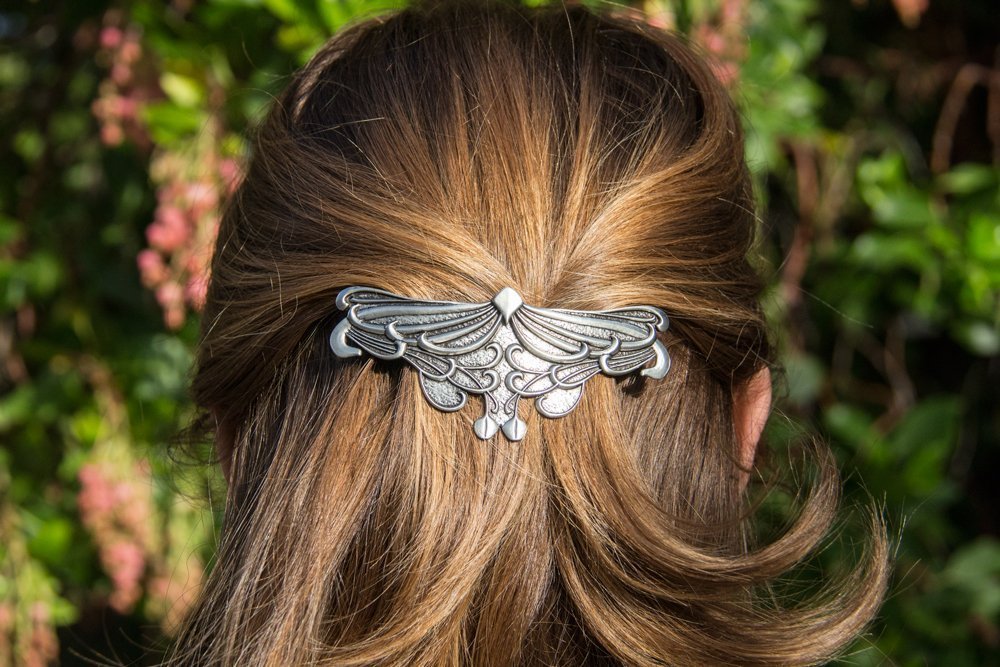 Hair Clip | Barrette | Art Nouveau Leaf | Handmade in the USA by Oberon Design