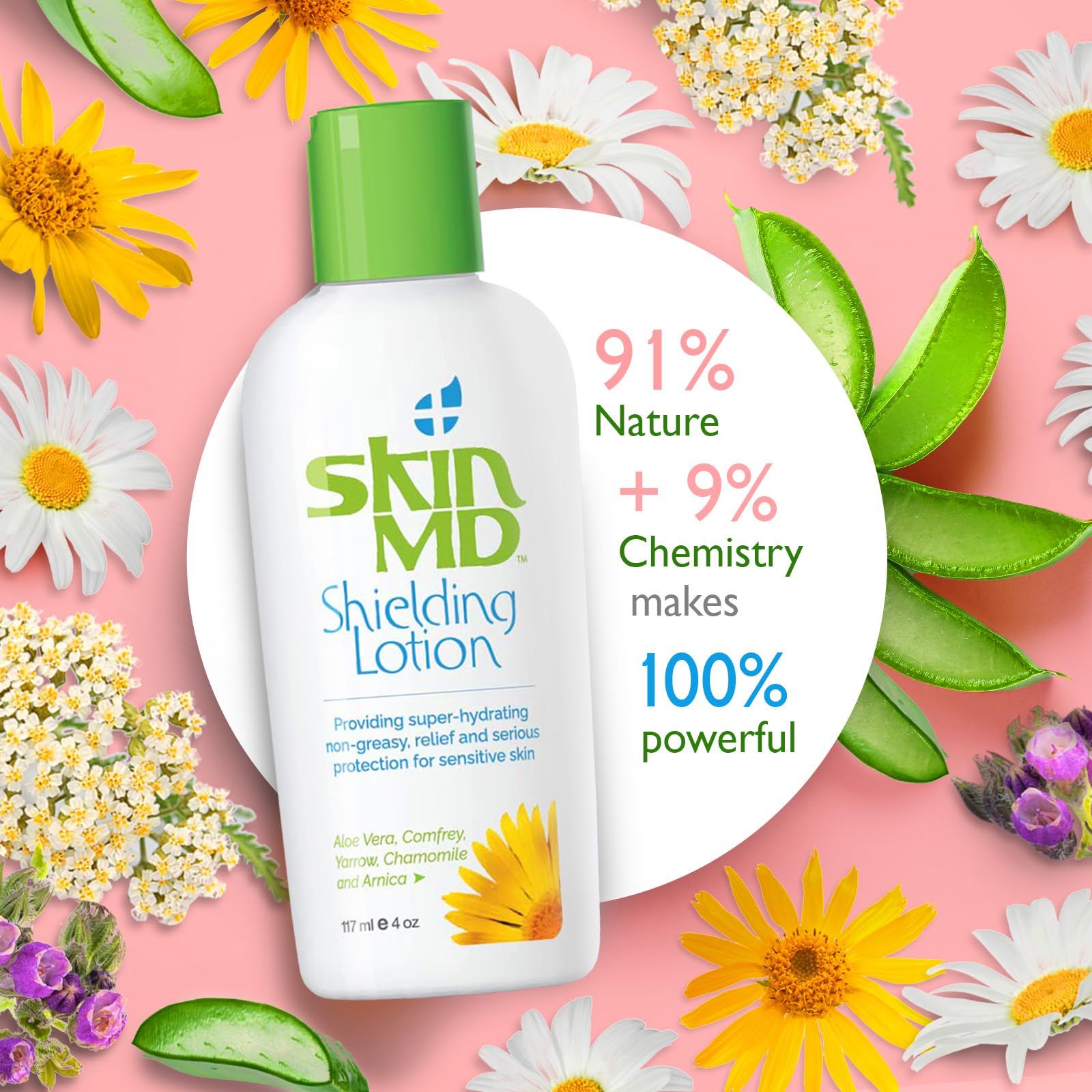 Skin MD Natural Shielding Lotion 4 Oz. Bottle (117 mL) for Hands Face & Body