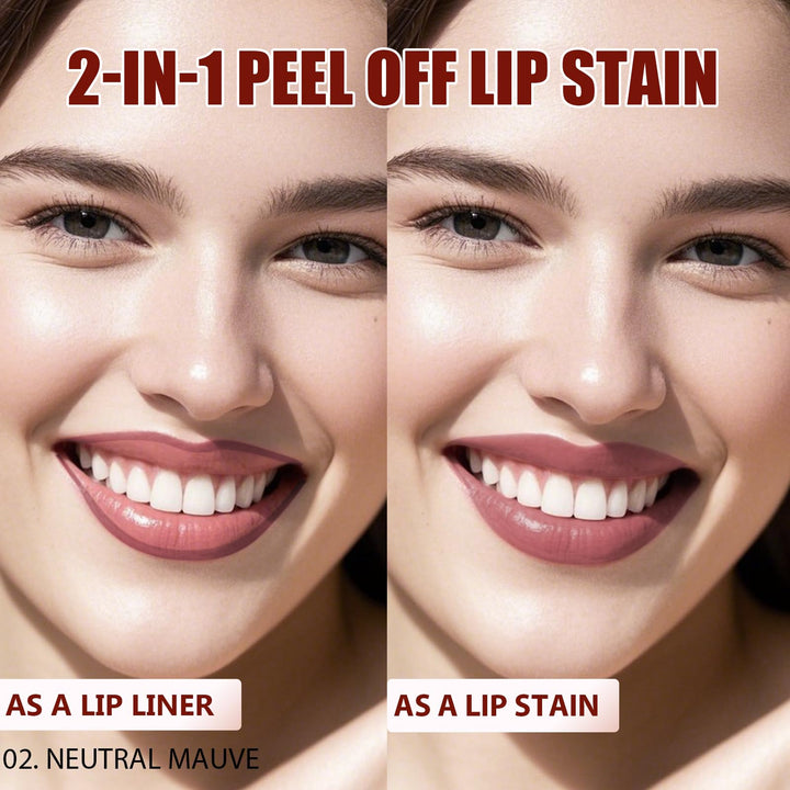 QCMME Lip Liner Stain Peel Off with Tweezer, Long Lasting Matte Lip Tattoo, Highly Pigmented Color Lip Tint Makeup, Waterproof, Transfer-proof Lipstain for Women, for All Skin Types