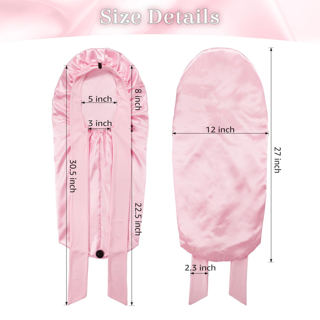 ROYBENS Long Bonnet Satin Hair Silk Bonnet for Sleeping Women, Silky Bonnets for Women with Tie Band, Sleep Cap for Braids Curly Hair