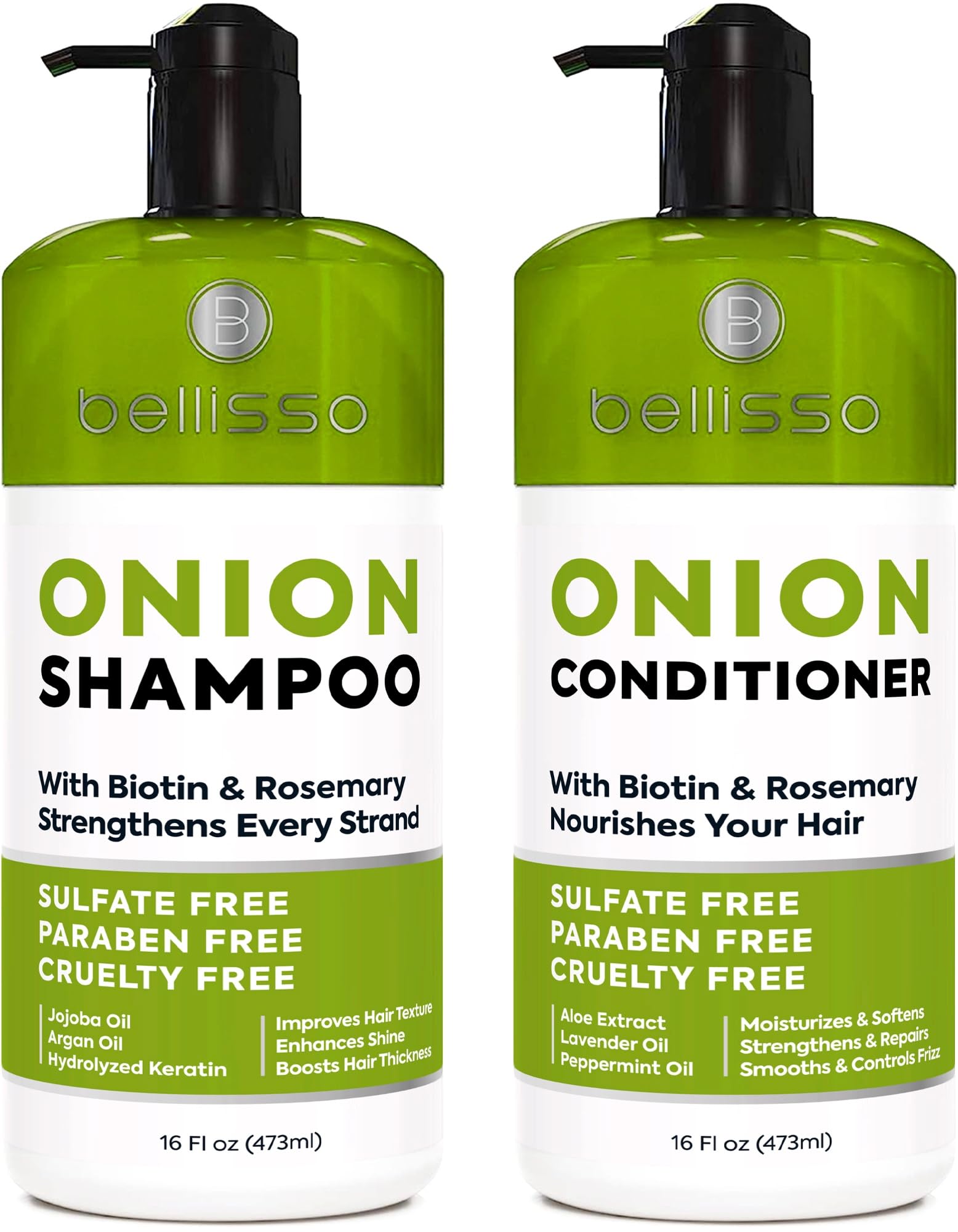 Onion Shampoo and Conditioner Set - With Rosemary and Biotin - Thickening Products for Women and Men - Volumizing Salon Grade Formula for Thinning Hair Care - Hydrating, Moisturizing and Sulfate Free
